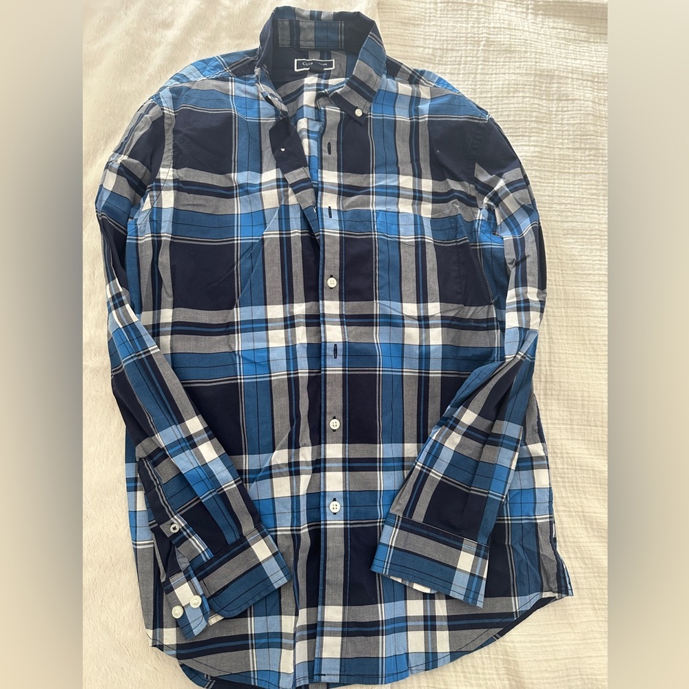 Club Room Navy and Blue Plaid Button Down Shirt